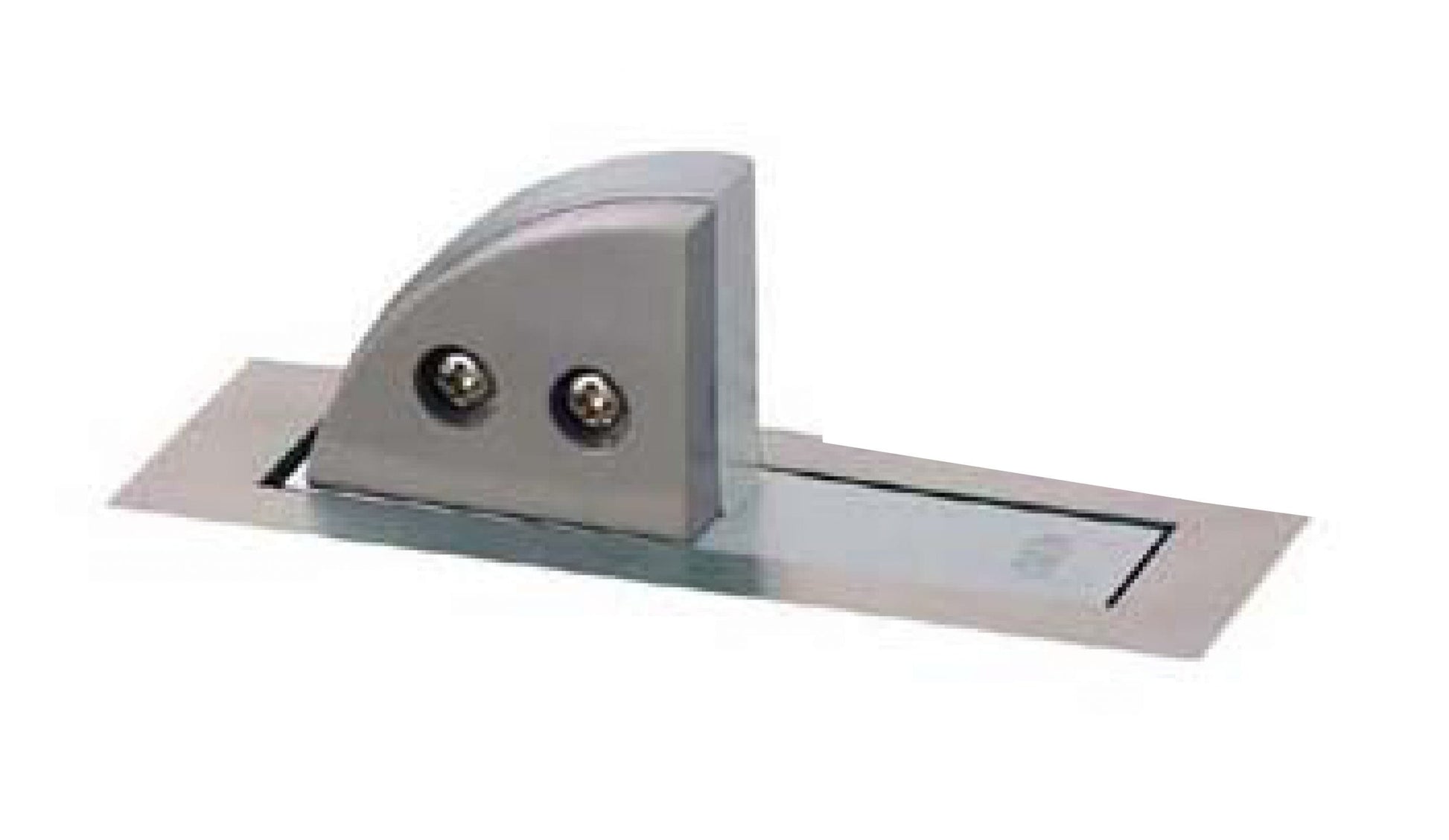 Metallic door handle on a white background