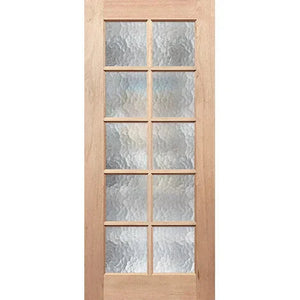 French door with patterned Cathedral privacy glass