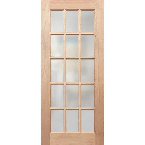 Translucent paneled French 15-lite external door