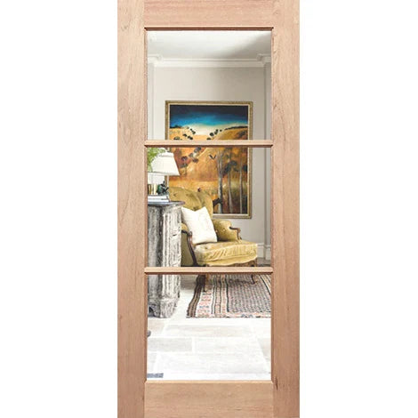 French 3L wood-framed door with clear vision panels