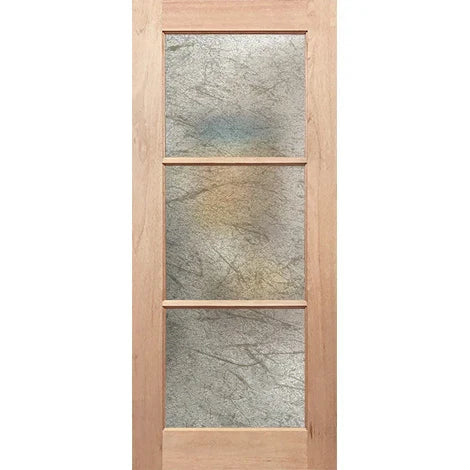 French 3L triple-panel door with frosted Rice Paper look