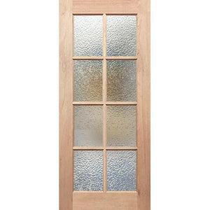 French 8L Entrance Door - Flame, Cathedral & Spotswood Glass