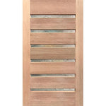 Minimalist panel door with textured artistic inserts