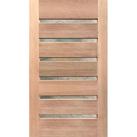 Minimalist panel door with textured artistic inserts