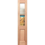 Wooden door with a landscape scene in the center on a white background