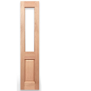 Wooden door with a traditional sidelight design on a white background, branded as Crown Doors.