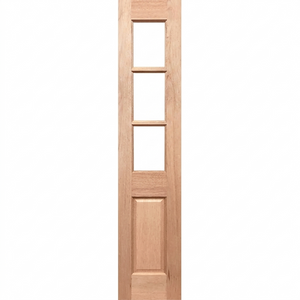 Wooden door with four glass panels on a white background