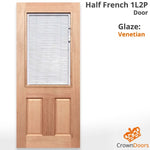 Half French 1L 2P entry door in hardwood timber with Venetian glass