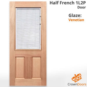 Half French 1L 2P entry door in hardwood timber with Venetian glass