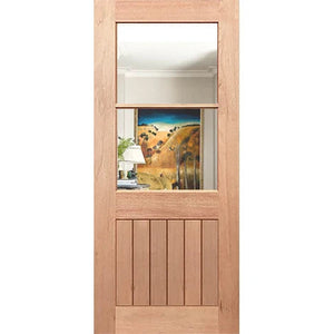 Half French 2L-Vgroove Entrance Door - Toughened Low-E Clear