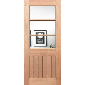 Contemporary mirror door with clear groove accents