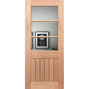 Half French 3L-Vgroove Entrance Door - Decorative Glass