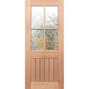 Half French 4L-Vgroove External Door - Decorative Glass