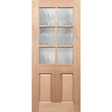 Rustic French panel door with traditional cathedral glazing