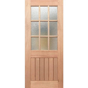 Half French 9L-Vgroove Entrance Door - Decorative Glass