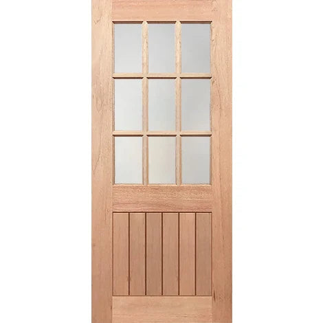 Stylish groove door with muted translucent glass windows