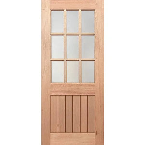 Stylish groove door with muted translucent glass windows