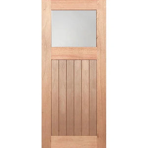 Soft reflections on a frosted, insulated door panel