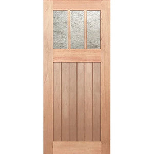 Softly textured rice paper glass panels in Hampton-3L three-section entrance door