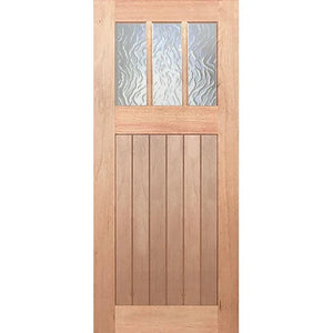 Hampton-3L-VGroove External Door - Decorative Glass