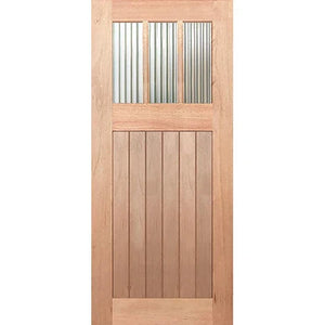 Hampton-3L-VGroove External Door - Decorative Glass