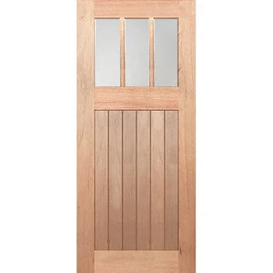 Hampton-3L-VGroove Entrance Door - Double-Glazed Glass