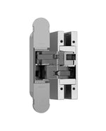Chrome door hinge on a white background