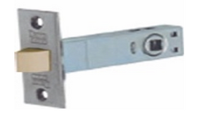 Metal door lock mechanism on a white background