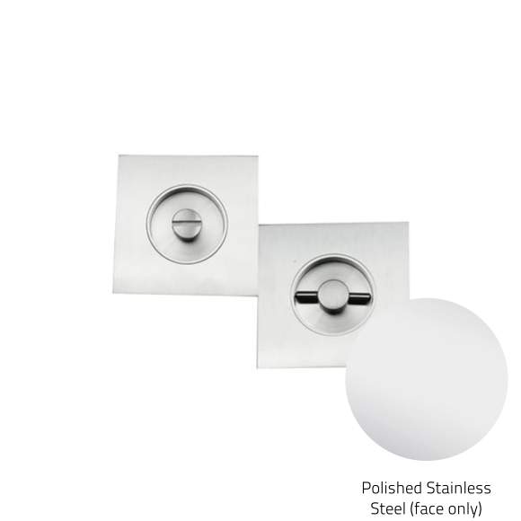 Polished stainless steel wall-mounted shower control panel with a sphere on a white background.