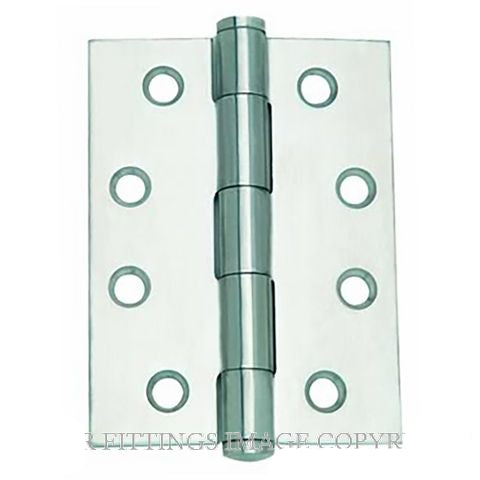 A three-pin metal hinge with a satin chrome finish, featuring six pre-drilled mounting holes on each leaf, shown against a plain white background.