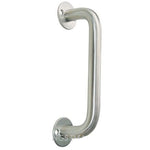 A curved stainless steel grab handle with circular mounting plates, shown on a plain white background with a faint watermark at the bottom.