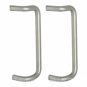 Two curved silver metal handles or grips shown side by side on a plain white background, with a faint 'FINER FITTINGS IMAGE COPYRIGHT' watermark across the bottom.