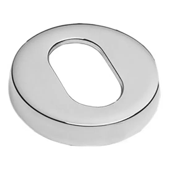 A polished chrome oval keyring cover plate with a thick outer rim, shown on a white background with a copyright watermark at the bottom.