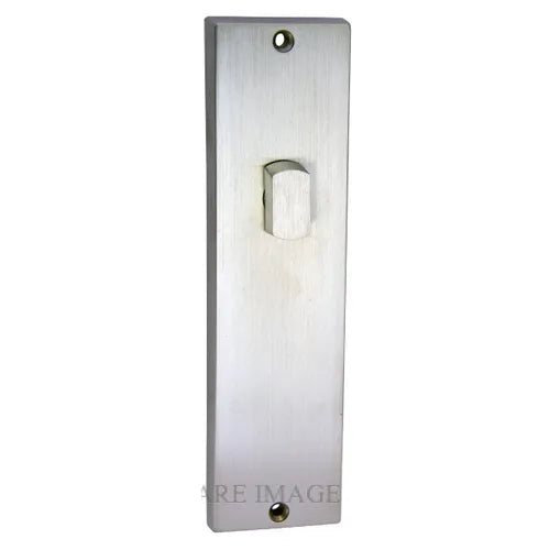A brushed metal single-toggle switch plate in a silver finish, shown against a plain white background with a copyright watermark at the bottom.