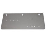 A rectangular gray metal mounting plate with pre-drilled screw holes and a small stamped logo, shown on a white background with a copyright watermark at the bottom.