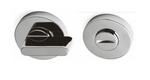 Chrome door handle and lock mechanism on a white background