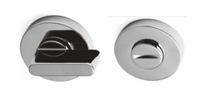 Chrome door handle and lock mechanism on a white background
