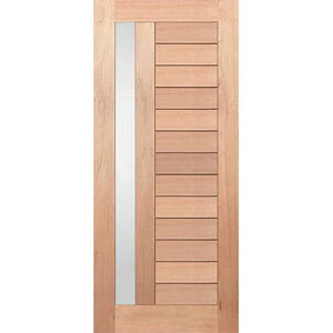 Textured double-glazed glass in wood finish door