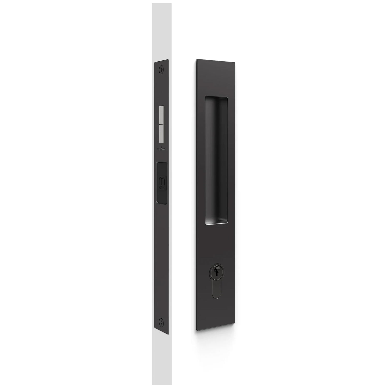 Nidus Mardeco rectangular flush pull Euro Lock set Matte Black (cylinder sold separately)
