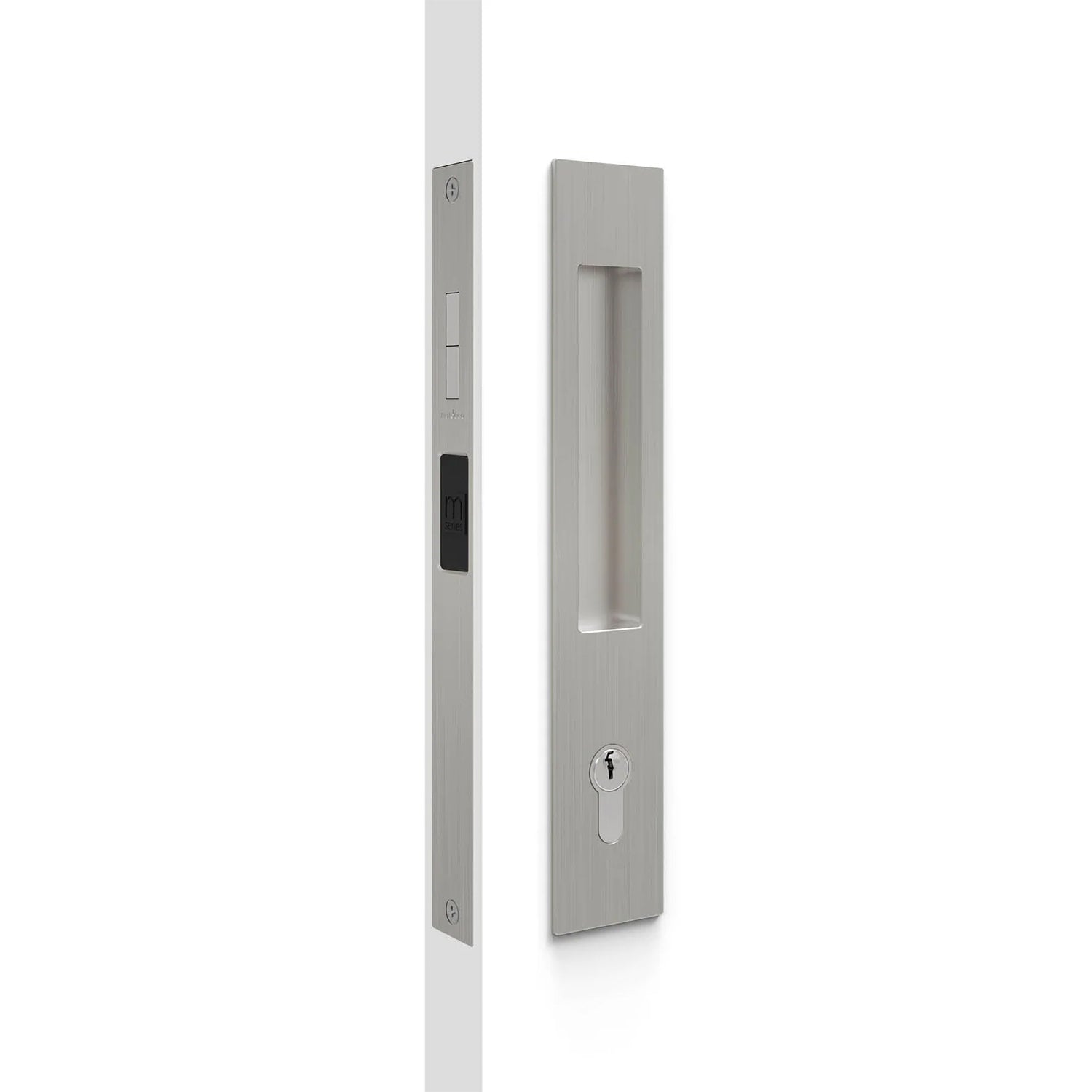 Nidus Mardeco rectangular flush pull Euro Lock set Brushed Nickel (cylinder sold separately)