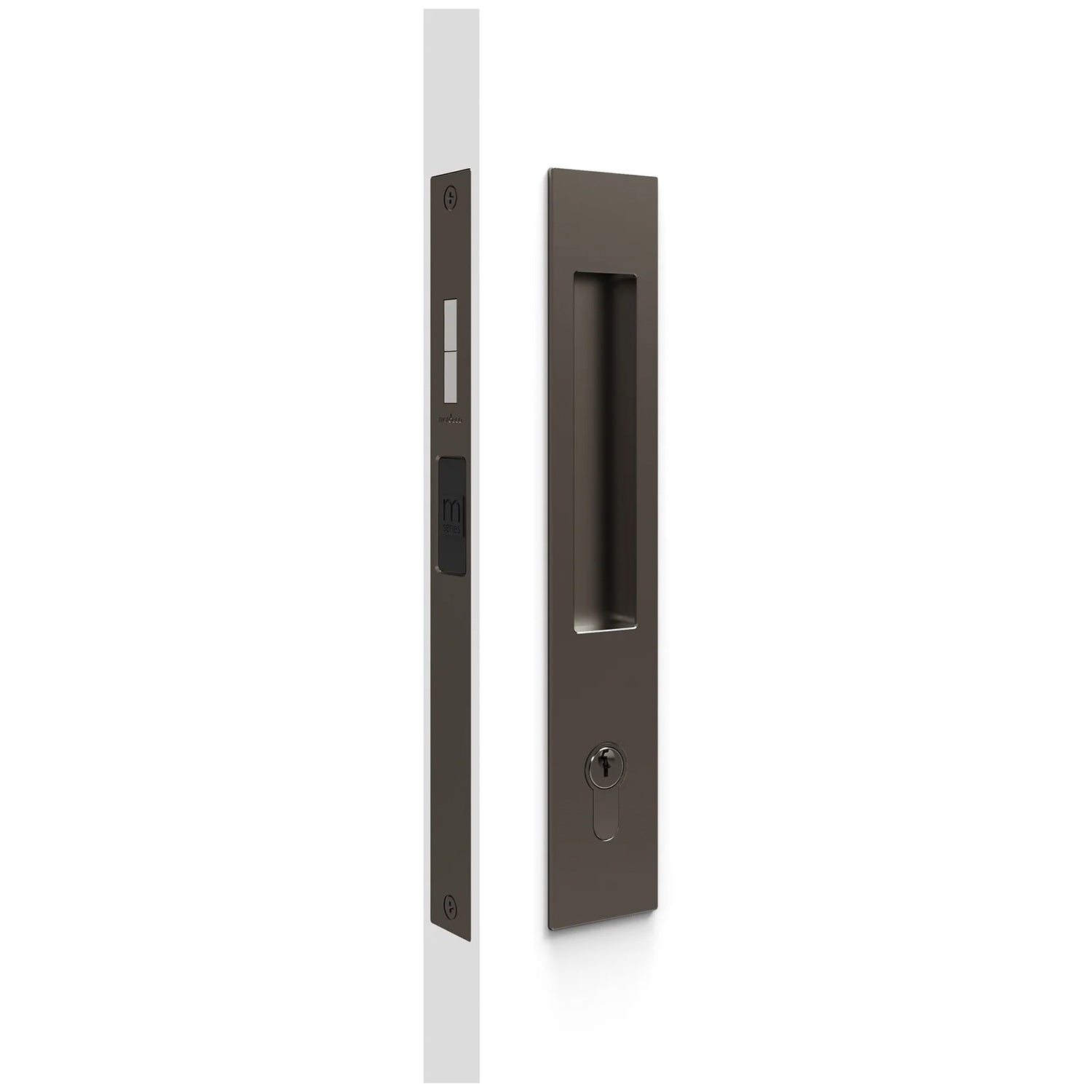 Nidus Mardeco rectangular flush pull Euro Lock set Bronze (cylinder sold separately)
