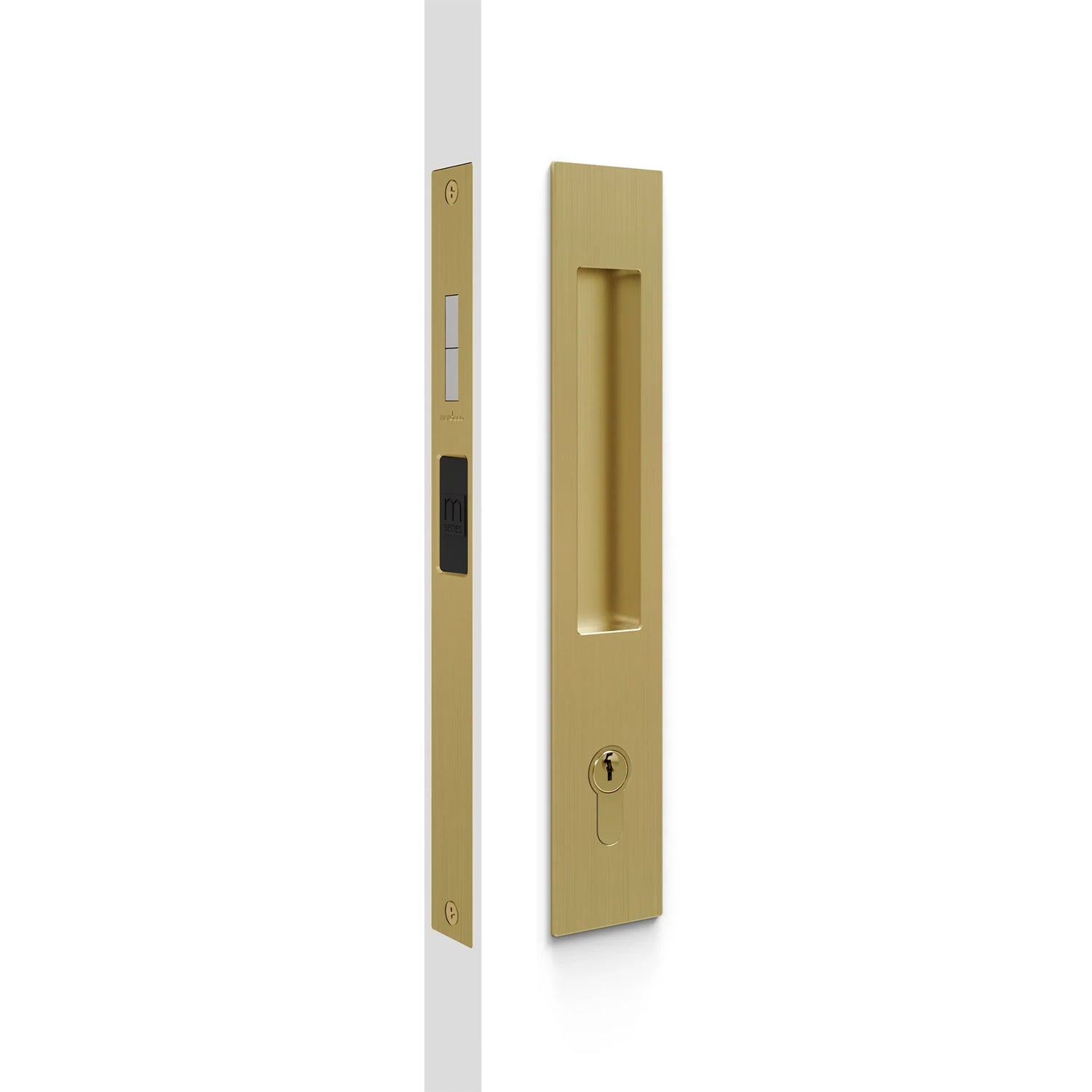 Nidus Mardeco rectangular flush pull Euro Lock set Satin Brass (cylinder sold separately)