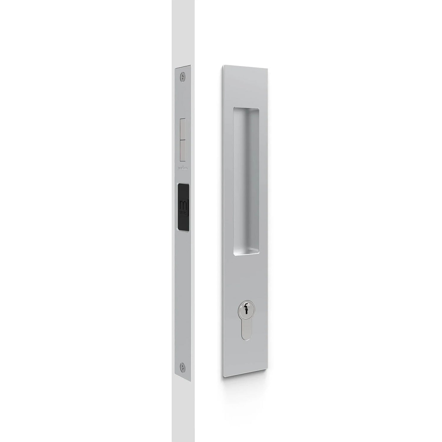 Nidus Mardeco rectangular flush pull Euro Lock set Brushed Satin Chrome (cylinder sold separately)