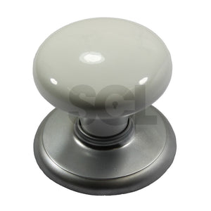 Nidus Wardrobe Knob (Including backplate) White/Satin Chrome Height incl BP 45mm