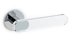 Chrome door handle on a white background