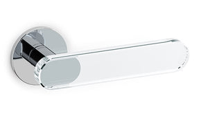 Chrome door handle on a white background