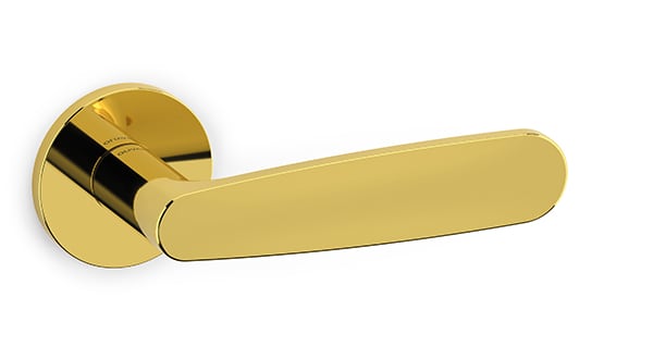 Gold door handle on a white background