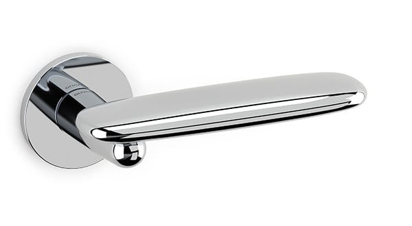 Chrome door handle on a white background