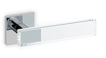 Chrome door handle on a white background