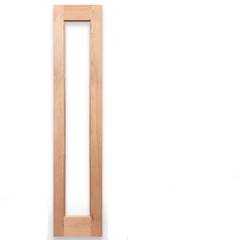 Wooden French 1G sidelight door on a white background with Crown Doors logo.